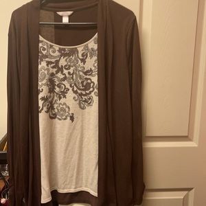 White stag shirt with attached shawl XL